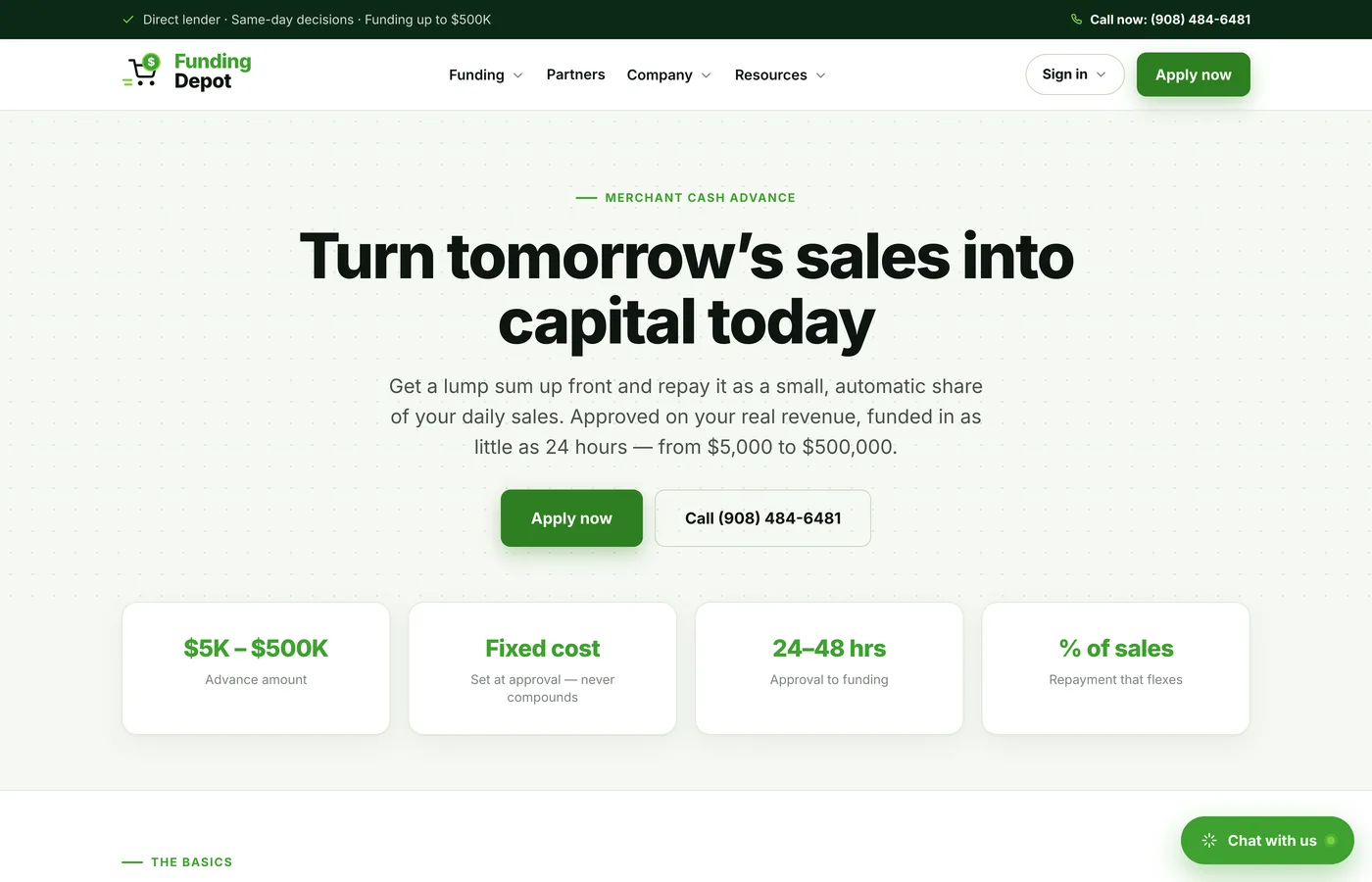 One page per funding product