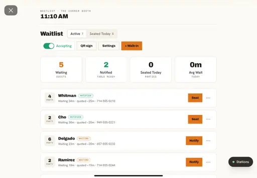 Waitlist queue